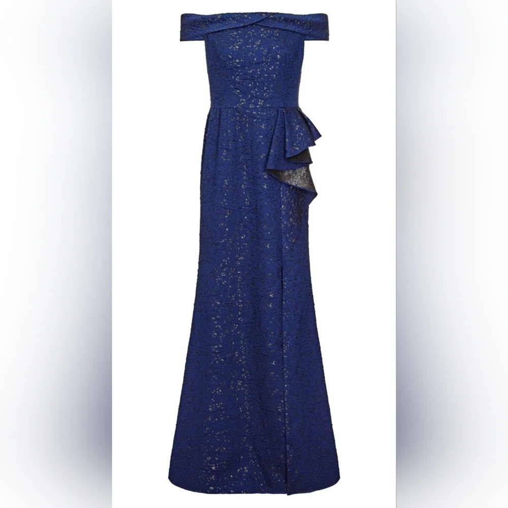 Adrianna papell off the shoulder jacquard dress - Picture 9 of 10